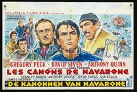 4k057 GUNS OF NAVARONE Belgian '61 different art of Gregory Peck, David Niven & Anthony Quinn!