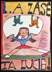 4k182 ... A ZASE TA LUCIE! Czech 23x32 '84 Jindrich Polak, great colorful Salamoun art of girl!