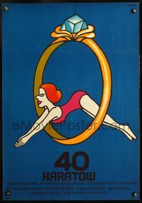 4k364 40 CARATS Polish 23x33 '75 Liv Ullmann, Flisak art of woman diving through wedding ring!