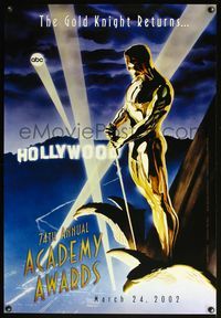 4m063 74TH ANNUAL ACADEMY AWARDS 1sh '02 cool Alex Ross art of Oscar over Hollywood!