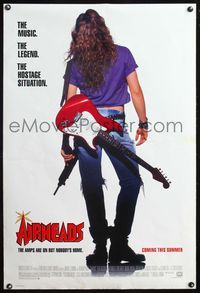 4m092 AIRHEADS DS advance 1sh '94 Brendan Fraser w/guitar and fake machine gun!