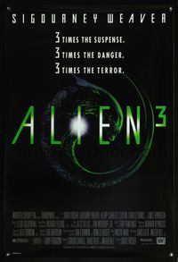 4m100 ALIEN 3 1sh '92 Sigourney Weaver, sci-fi sequel, cool art of monster!