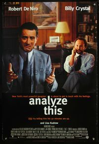 4m124 ANALYZE THIS DS 1sh '99 psychiatrist Billy Crystal is analyzing gangster Robert DeNiro!