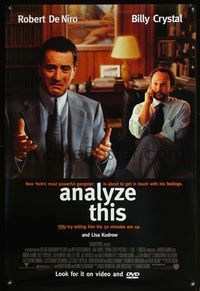 4m125 ANALYZE THIS video 1sh '99 psychiatrist Billy Crystal is analyzing gangster Robert DeNiro!