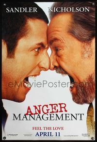 4m135 ANGER MANAGEMENT DS teaser 1sh '03 Adam Sandler & Jack Nicholson working things out!