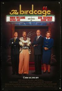 4m007 BIRDCAGE 1sh '96 signed by Robin Williams, La Cage Aux Folles remake!