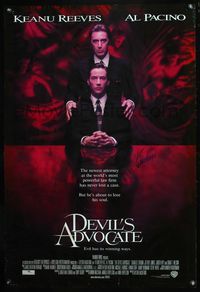 4m016 DEVIL'S ADVOCATE DS advance 1sh '97 signed by Keanu Reeves, Evil has its winning ways!