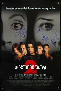 4m047 SCREAM 2 1sh '97 signed by 5, Wes Craven, Arquette, Campbell, O'Connell & Pinkett Smith!