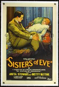 4p366 SISTERS OF EVE linen 1sh '28 stone litho of Creighton Hale seduced by beautiful Betty Blythe!