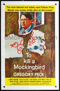 4p412 TO KILL A MOCKINGBIRD linen 1sh '63 Gregory Peck, from Harper Lee's classic novel!
