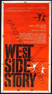 4r119 WEST SIDE STORY linen pre-Awards 3sh '61 Oscar-winning classic musical, great art!
