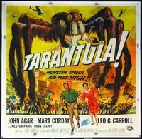 4r001c TARANTULA linen 6sh '55 incredible art of town running from 100 foot high spider monster!