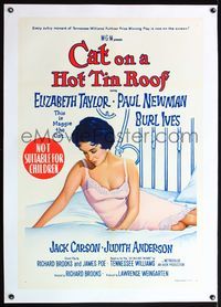 4r130 CAT ON A HOT TIN ROOF linen Aust 1shR66 classic artwork of Elizabeth Taylor as Maggie the Cat!