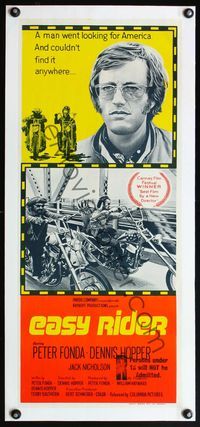 4r137 EASY RIDER linen Aust daybill '69 Peter Fonda, Dennis Hopper, motorcycle biker classic!
