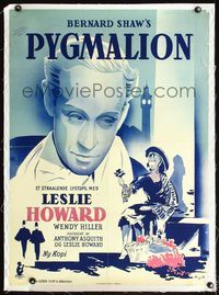 4r157 PYGMALION linen Danish R54 art of gentleman Leslie Howard over flower girl Wendy Hiller!