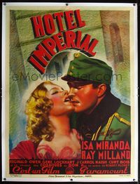 4r349 HOTEL IMPERIAL linen French 1p '39 c/u of Ray Milland French kissing beautiful Isa Miranda!