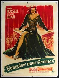 4r362 REVOLT OF MAMIE STOVER linen French 1p '56 art of super sexy Jane Russell by Boris Grinsson!