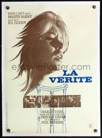 4r244 LA VERITE linen French 23x32 R60s super sexy Brigitte Bardot, Henri-George Clouzot, The Truth!