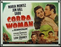 4r027 COBRA WOMAN 1/2sh '44 Jon Hall nuzzles sexy Maria Montez, plus Sabu & intense Lon Chaney!