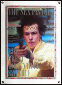 4r277 GREAT ROCK 'N' ROLL SWINDLE linen Japanese '80 Sex Pistols' punk Sid Vicious pointing gun!
