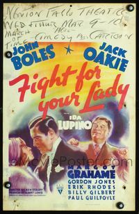 4s109 FIGHT FOR YOUR LADY WC '37 artwork of Jack Oakie watching John Boles & Ida Lupino!