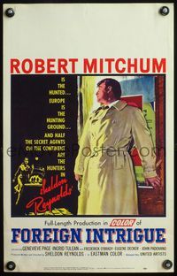 4s113 FOREIGN INTRIGUE WC '56 Robert Mitchum is the hunted, secret agents are the hunters!