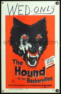 4s155 HOUND OF THE BASKERVILLES WC '59 Hammer, Peter Cushing, great blood-dripping dog artwork!