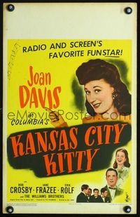 4s183 KANSAS CITY KITTY WC '44 Joan Davis, radio & screen's favorite funstar, Bob Crosby, Frazee