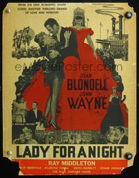 4s194 LADY FOR A NIGHT WC '41 romantic close up of John Wayne & sexy Joan Blondell showing legs!