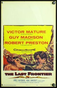 4s196 LAST FRONTIER WC '55 art of man of the forest Victor Mature choking Native American chief!