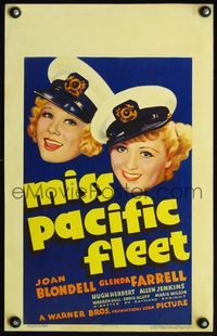 4s229 MISS PACIFIC FLEET WC '35 art of pretty Joan Blondell & Glenda Farrell in captain's hats!