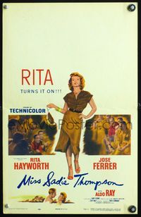 4s230 MISS SADIE THOMPSON WC '53 sexy smoking Rita Hayworth swinging purse & turning it on!