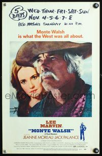 4s236 MONTE WALSH WC '70 super close up of cowboy Lee Marvin & pretty Jeanne Moreau!