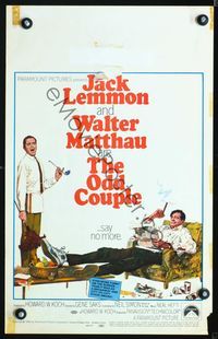 4s250 ODD COUPLE WC '68 art of best friends Walter Matthau & Jack Lemmon by Robert McGinnis!