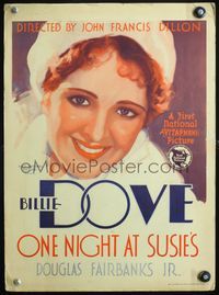 4s259 ONE NIGHT AT SUSIE'S WC '30 wonderful head & shoulders art of pretty smiling Billie Dove!