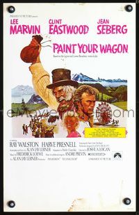 4s266 PAINT YOUR WAGON WC '69 art of Clint Eastwood, Lee Marvin & pretty Jean Seberg!
