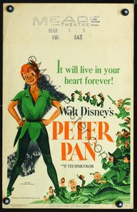 4s272 PETER PAN WC '53 Walt Disney animated cartoon fantasy classic, great full-length art!