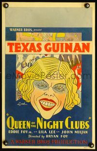 4s282 QUEEN OF THE NIGHT CLUBS WC '29 great stylized close up art of blonde-haired Texas Guinan!