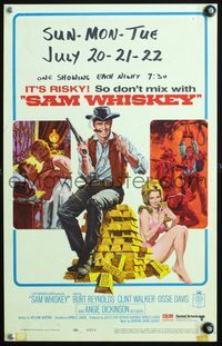 4s302 SAM WHISKEY WC '69 art of Burt Reynolds & sexy Angie Dickinson by huge pile of gold!