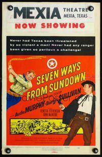 4s313 SEVEN WAYS FROM SUNDOWN WC '60 full-length cowboys Audie Murphy & Barry Sullivan!