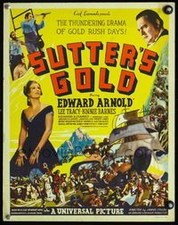 4s344 SUTTER'S GOLD WC '36 Edward Arnold & Binnie Barnes in the California Gold Rush!