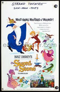 4s347 SWORD IN THE STONE WC '64 Disney's cartoon story of young King Arthur & Merlin the Wizard!