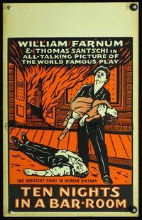 4s359 TEN NIGHTS IN A BARROOM WC '31 William Farnum knocks out Santschi & saves his little girl!