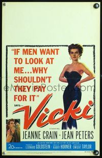 4s383 VICKI WC '53 if men want to look at sexy bad girl Jean Peters, she'll make them pay for it!