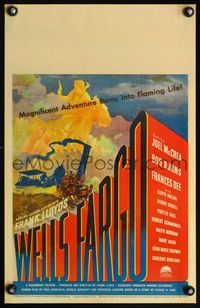 4s389 WELLS FARGO WC '37 cool title treatment & art of rider, steamboat & stage taming the West!