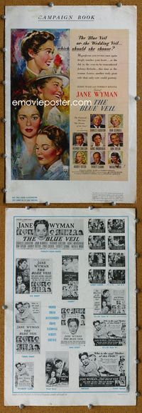 4t137 BLUE VEIL pressbook '51 Charles Laughton, romantic images of Jane Wyman!