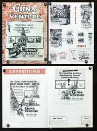 4t209 CHINA VENTURE pressbook '53 Don Siegel, art of Edmond O'Brien with gun!