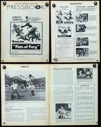 4t351 FISTS OF FURY pressbook '73 Bruce Lee, Tang shan da xiong, kung fu!