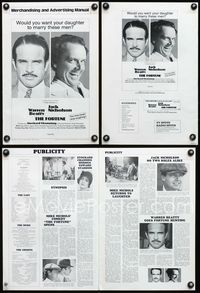 4t366 FORTUNE pressbook '75 wacky image of Jack Nicholson, Warren Beatty, Stockard Channing!