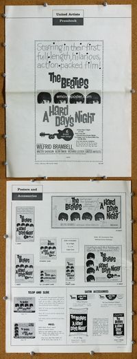 4t431 HARD DAY'S NIGHT pressbook '64 great image of The Beatles, rock & roll classic!